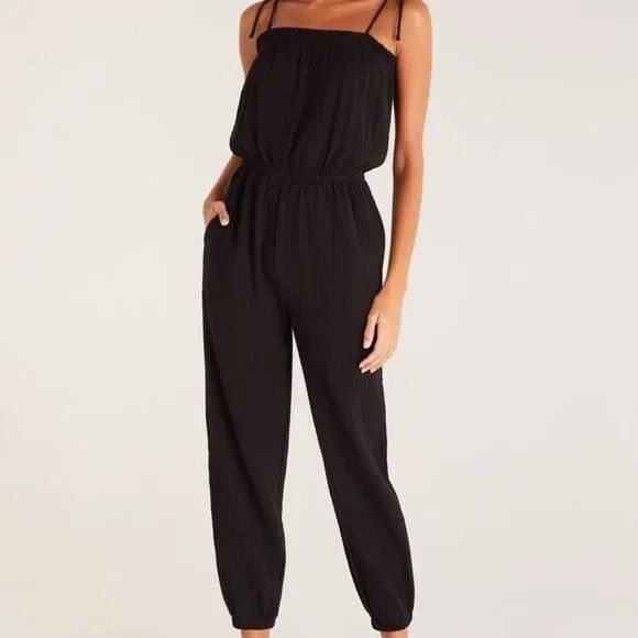 Z supply Mystic Kiara Guaze Jumpsuit Black Large - Picture 13 of 13